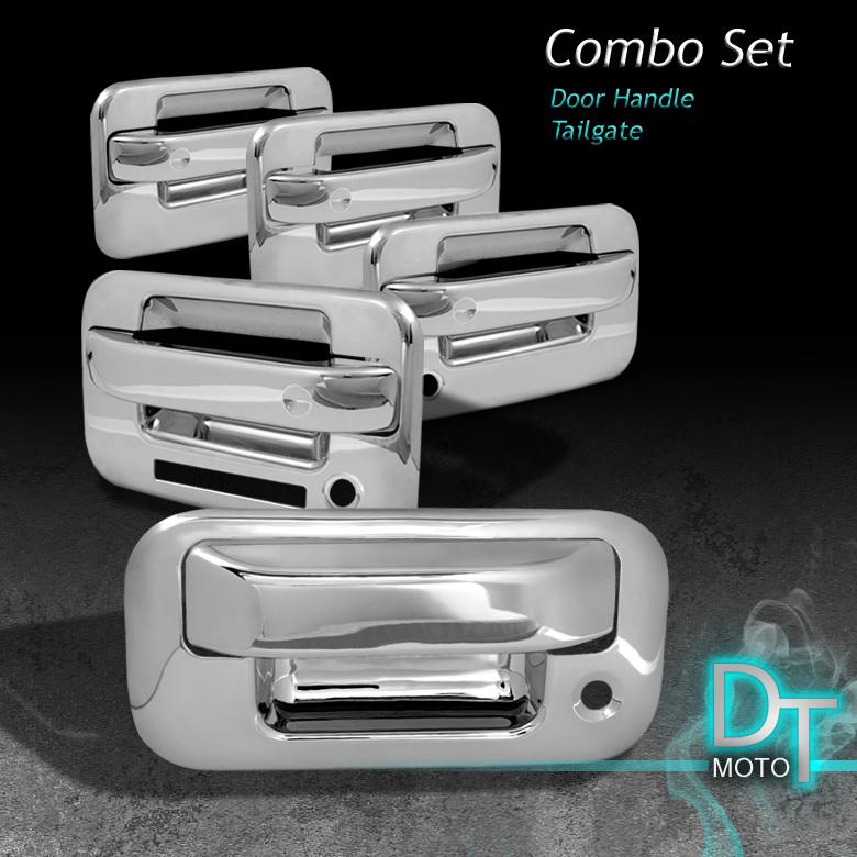 04-13 ford f150 4dr keypad chrome tailgate+door handle covers trim w/psg keyhole