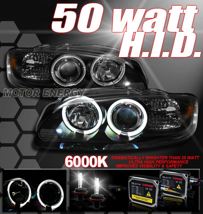 00-03 nissan sentra led projector headlight+50w hid blk