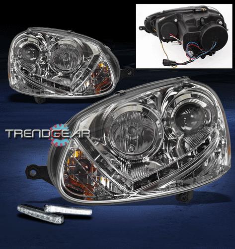 06-09 vw golf gti r32 jetta rabbit projector head lights lamp+drl led kit signal