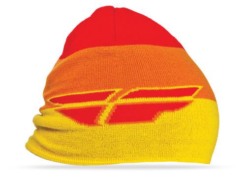 Fly racing color block reversible beanie - red/yellow, one size fits most