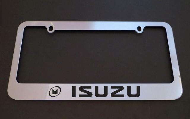 1 brand new isuzu chrome metal license plate frames + screw caps