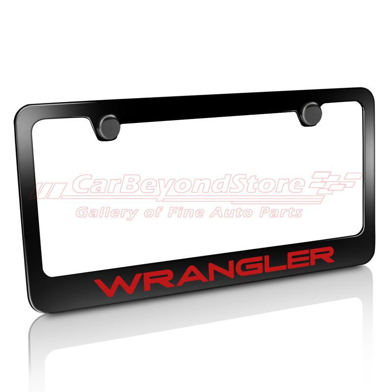 Jeep wrangler red black metal license plate frame + free gift, offical license