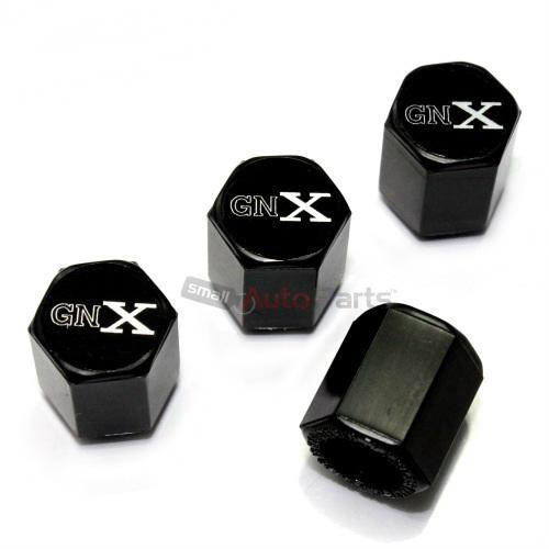 (4) buick gnx logo black abs car tire/wheel air pressure stem valve caps covers