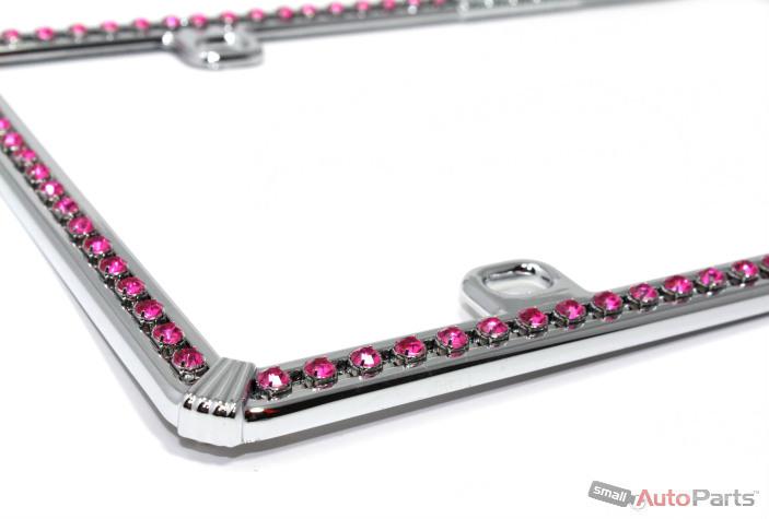 Chrome pink diamond bling custom license plate auto-car-truck front-rear frame