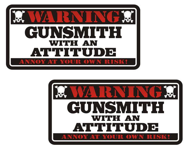 Gunsmith warning decal set 3"x1.5" firearm gun repair vinyl sticker zu1