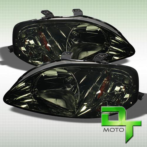 Smoked 99-00 honda civic 2/3/4dr crystal headlights lights lamps left+right pair