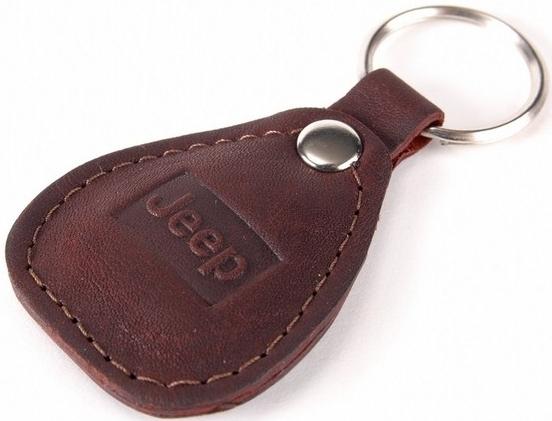 New leather brown keychain car logo jeep auto emblem keyring