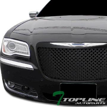 Black honeycomb mesh front grill grille w/emblem hole 11 12 13 chrysler 300 300c