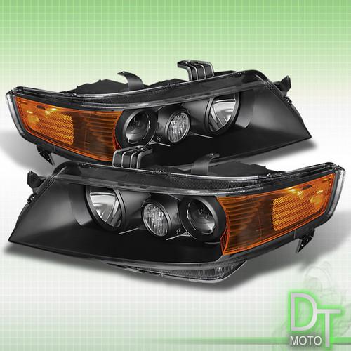 04-05 acura tsx black crystal sedan 4dr projector headlights headlamp left+right