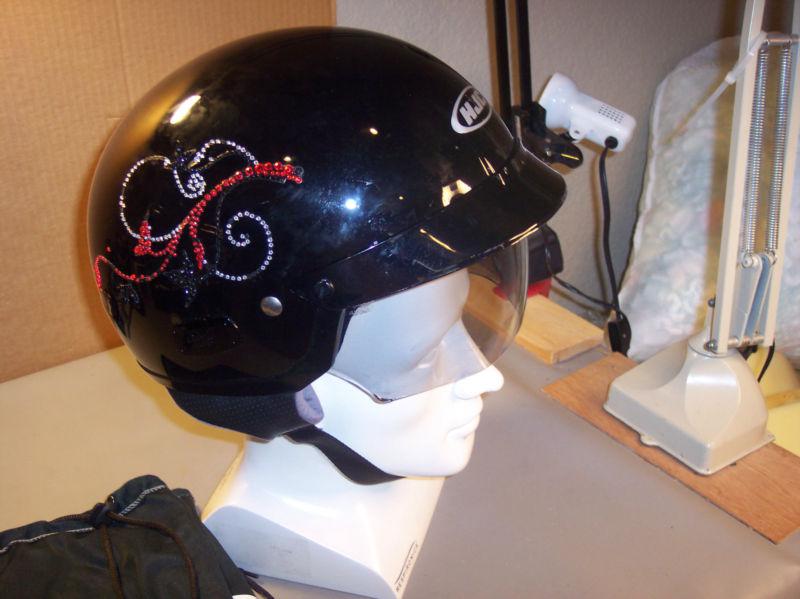 Women hjc is-2 motorcycle helmet with shield visor size xs color black 