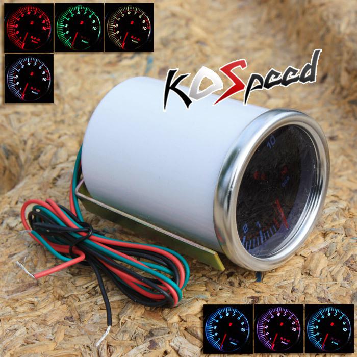 Universal 7 color 2"/52mm 10k rpm tachometer led display gauge/meter smoke lens