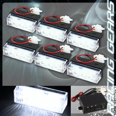 Universal 6x module 18 white led 12v emergency warning flash strobe light kit