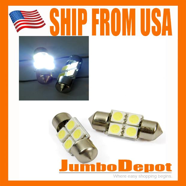 Us interior indicator led 4 smd white dome light wedge bulb license for audi 12v