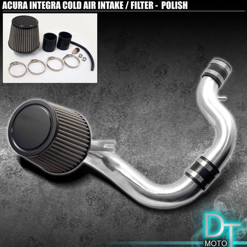 Stainless washable filter+cold air intake 90-93 acura integra polish aluminum