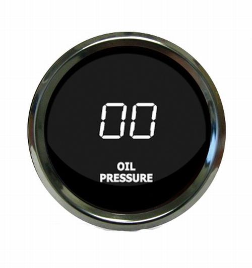 Digital oil pressure gauge white / chrome bezel intellitronix ms9114-w usa made