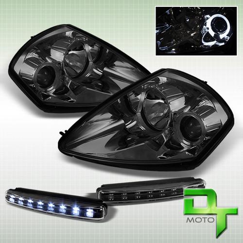 Drl led bumper fog+smoke 00-05 mitsubishi eclipse halo projector headlights lamp