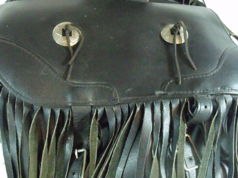 Black leather fringed motorcycle bags  (8)