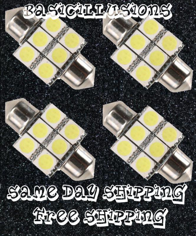 4x 31mm 6 smd green led dome light bulb 3022 3021 3175