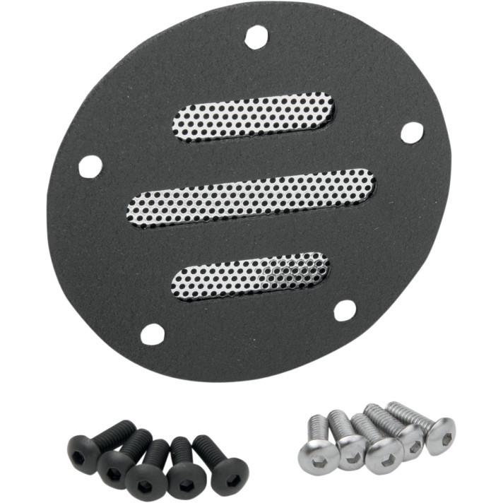 Drag specialties black slotted slot ignition points cover for harley twin cam