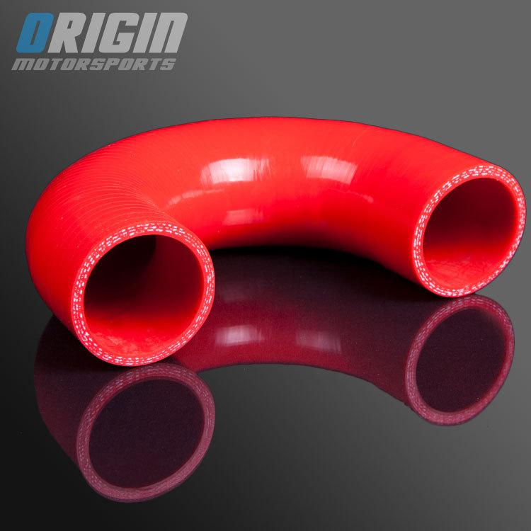 Red 2.5" to 2.5" 180 degree turbo intercooler silicone elbow hose u pipe 3ply