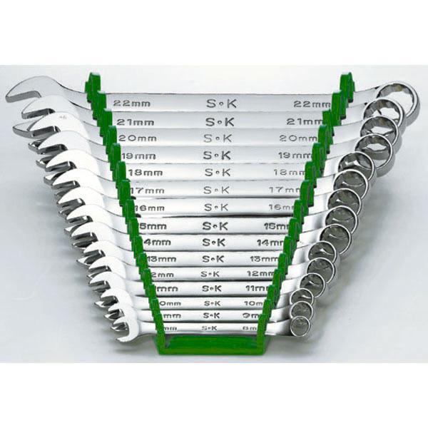 12 point 8 to 22mm combo wrench set 15 piece sk tools