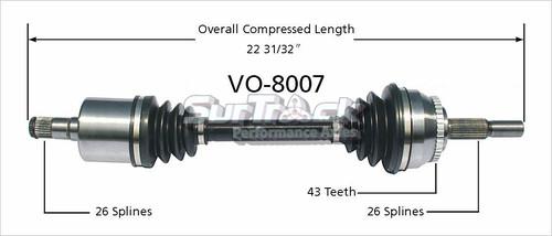 Surtrack perf axles vo-8007 cv half-shaft assembly-new cv axle shaft