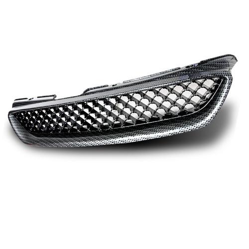 1998-2000 honda accord 2dr coupe 3d-mesh design front hood grill  carbon style