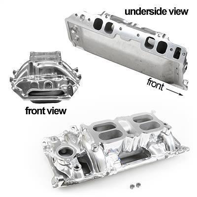 Edelbrock c-66-o dual quad intake manifold 75201 bbc fits oval port heads