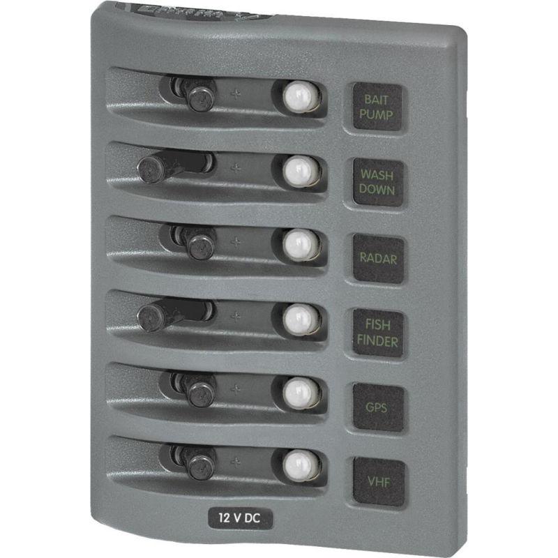 Blue sea 4376 weatherdeck water resistant circuit breaker panel - 6 position - g