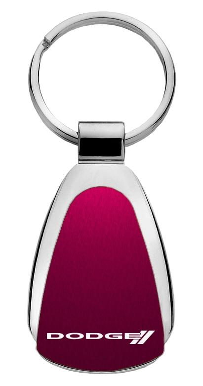 Dodge stripes burgundy tear drop keychain ring tag key fob logo lanyard