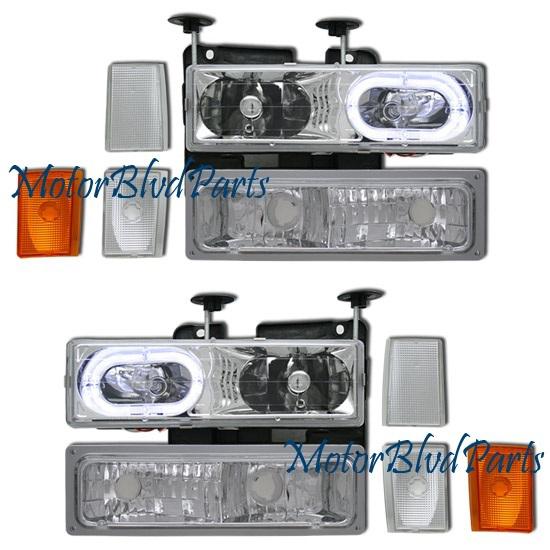 88-93 ck suv truck halo headlights headlamps+corners+bumper lights