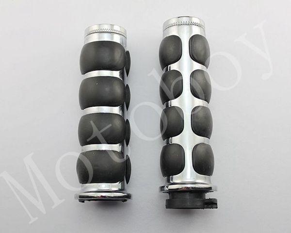 Chrome flat-end 1" handlebar grips for harley dyna softail sportster touring