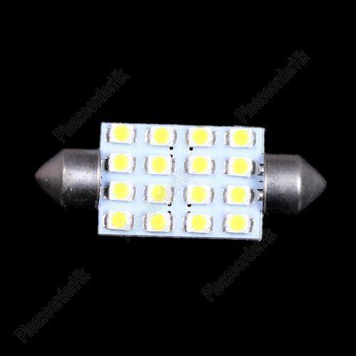 16-led 3528 smd auto car festoon dome interior light super white 12v 41mm pair