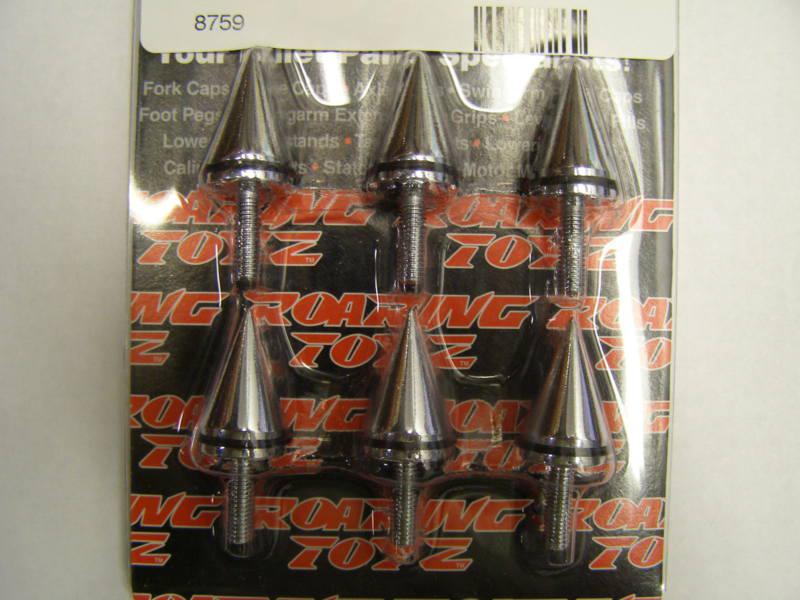 Kuryakyn motorcycle chrome fairing & windscreen spikes set of 6 - p/n 8759