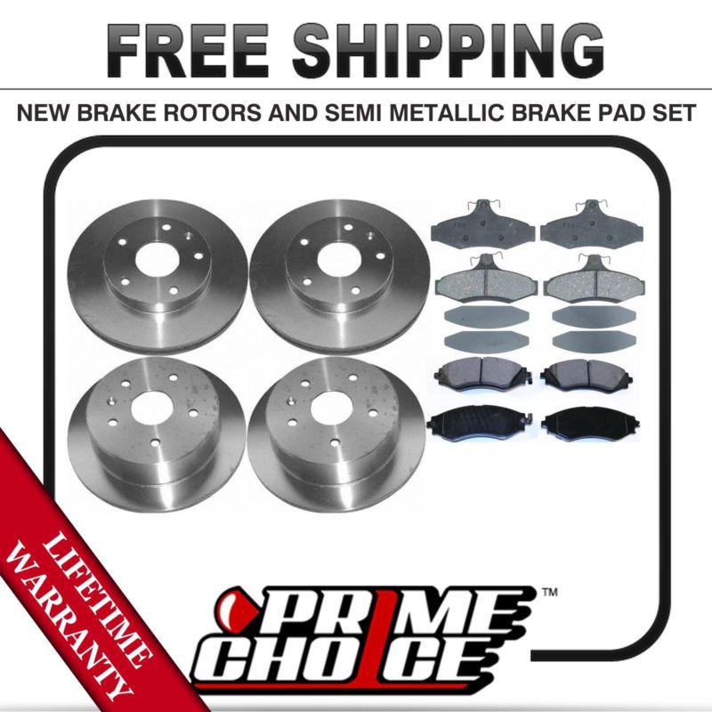 Front + rear kit (4) brake rotors & (8) brake pads with lifetime warranty