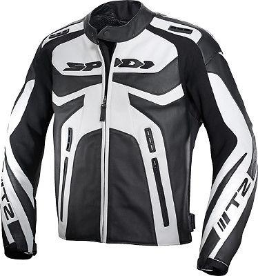 Spidi t-2 leather jacket black/white e54/us44 p103-011-54