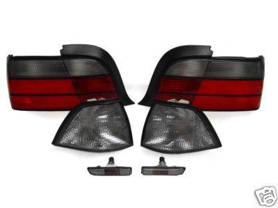 97-99 bmw e36 4dr sedan euro smoked tail lights+corner signal lamps+side markers