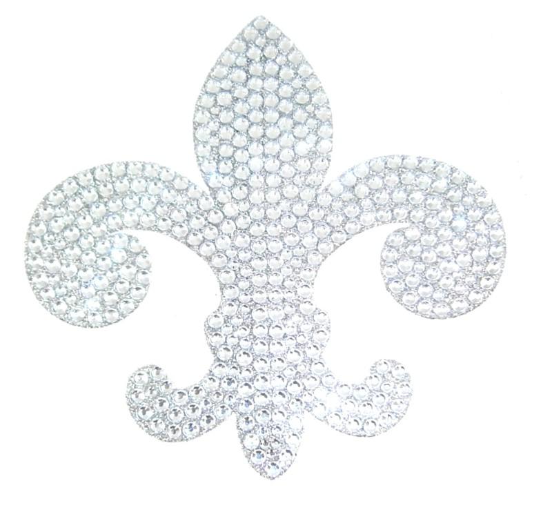 Silver fleur de lis crystal rhinestone removable decal sticker ipad auto tablet