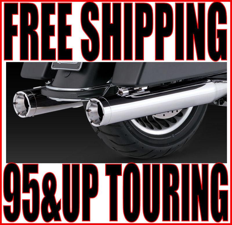 Vance & hines monster round slip-on mufflers exhaust pipes harley touring flht/r