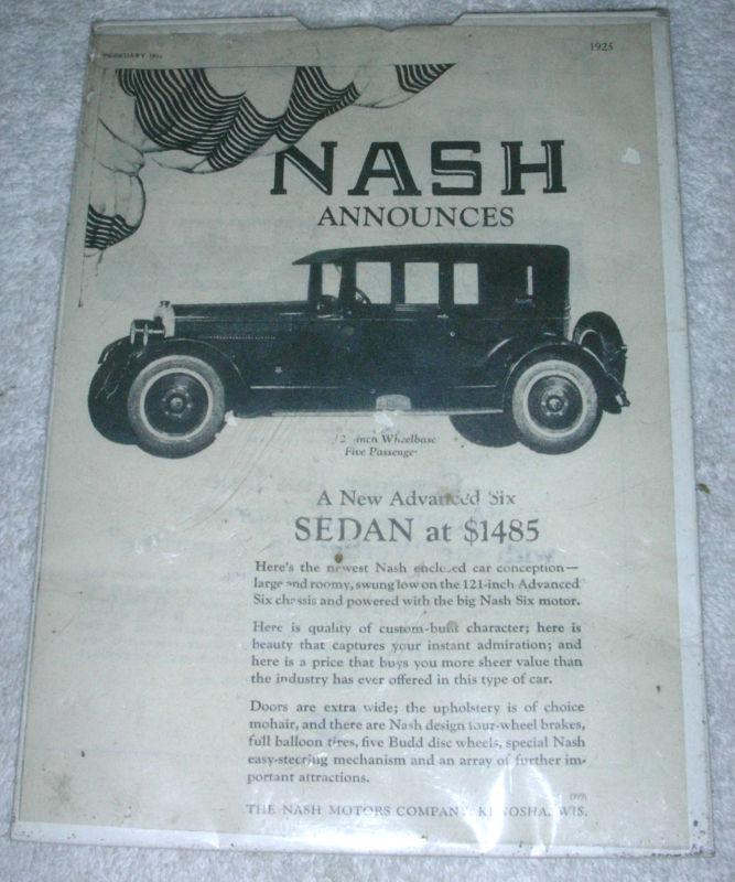 1925 nash ad for advanced six sedan