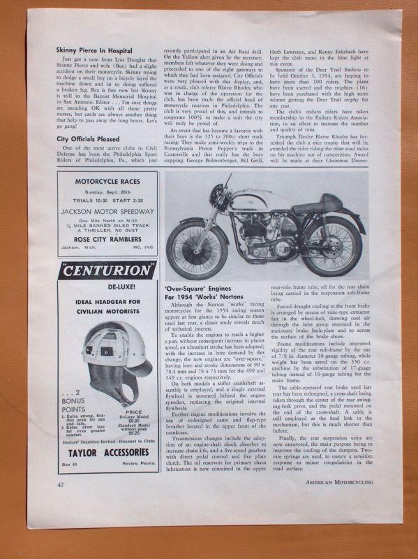 Lg244   two different 1954 nortons motorcycles 1/2 page articles!