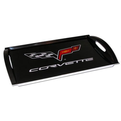 Chevrolet corvette black w/c-6 logo serving tray 