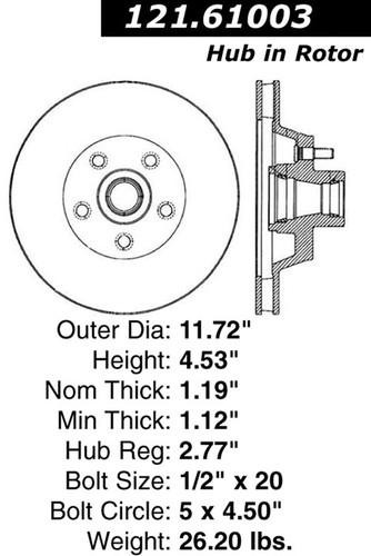 Centric 121.61003 front brake rotor/disc-c-tek standard rotor-preferred