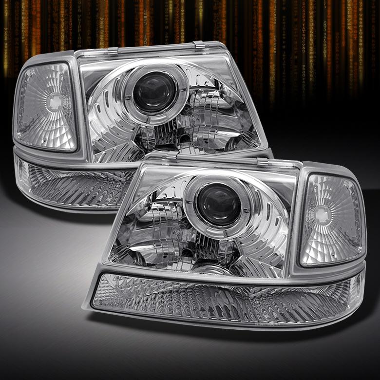 98-00 ford ranger halo projector headlights +clear corner signal lamp left+right