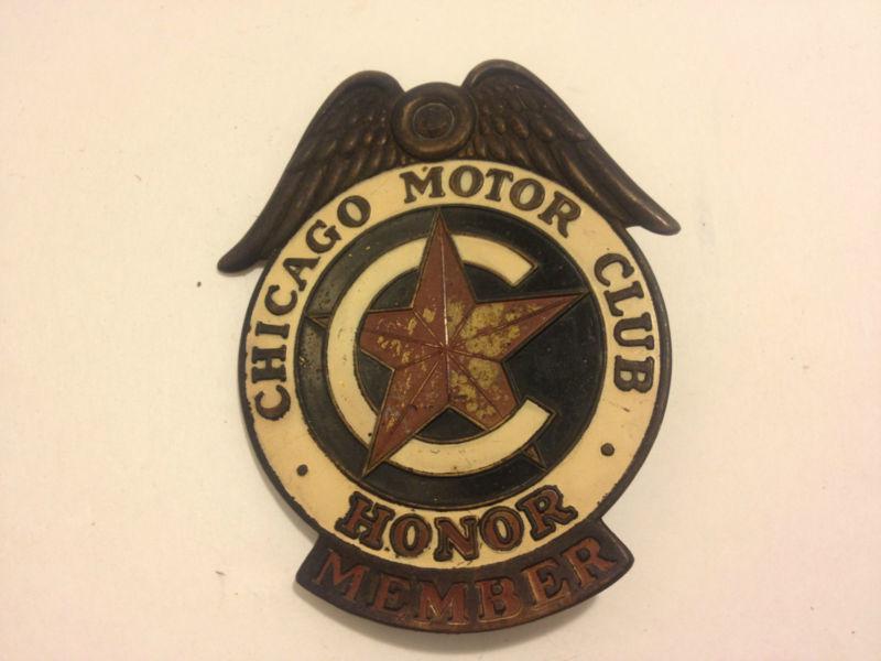 Vintage chicago motor club "honor member" brass emblem