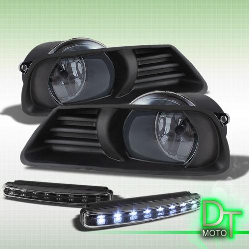 Smoked 07-09 toyota camry clear fog lights +daytime led running bumper lamps