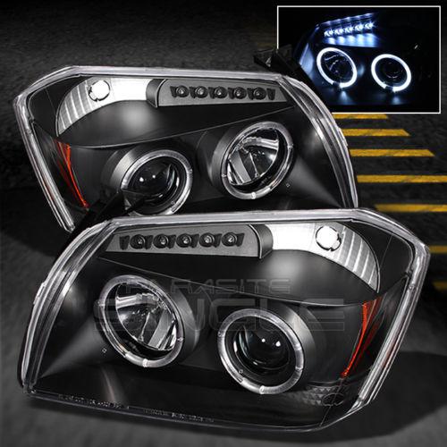 05-07 dodge magnum dual halo projector led black headlights lamps left+right set