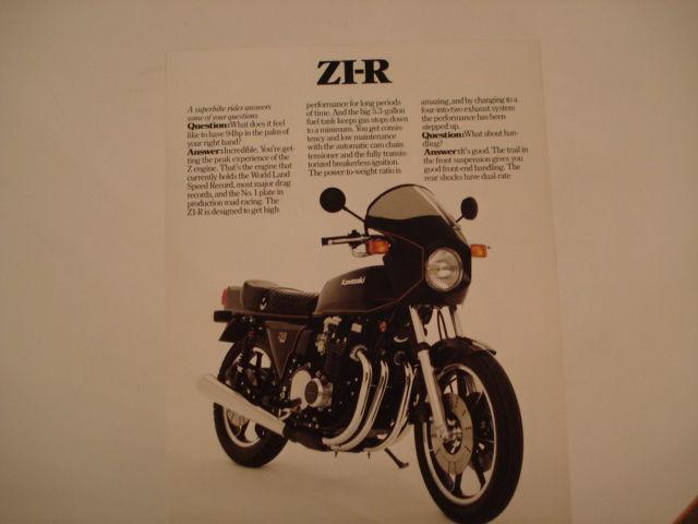 1980 kawasaki z1-r motorcycle sales brochure factory almost new one owner