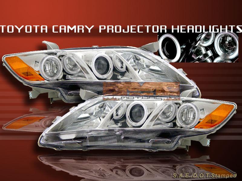 2007-2009 toyota camry projector headlights two ccfl halo chrome