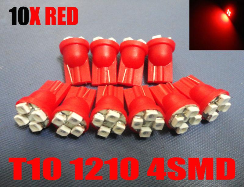10x red 4-smd t10 led license plate lights bulbs 168 184 194 656 657 904 #o2b